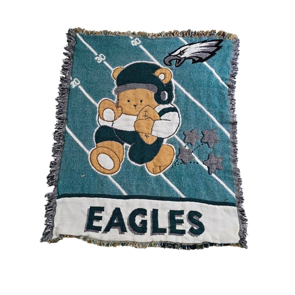Philadelphia Eagles Teddy Bear Woven Tapestry ThrowBlanket Northwest Vintage NFL